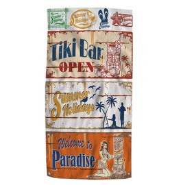Pehede Vintage Summer Holidays Bath Hand Towel Tiki Bar Welcame to Paradise Soft Absorbent Hand Towels for Bathroom Kitchen Beach Spa Gym Yoga Swim Home Decor 15x30 in
