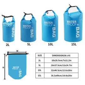 Uncle Paul Uncle Paul Boat Dry Bags - Blue 2L Waterproof Bag For Drifting Boating Kayaking Fishing Rafting Swimming Camping Canoeing Surfing 2 Litres
