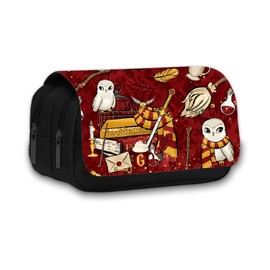 WKxinxuan Harry Pencil Case, Teenager, 3D Harry Pencil Case, Harry Pencil Case, School Harry Pencil Case, Double Zip Canvas Pencil Case for Children, red, Kids Backpack