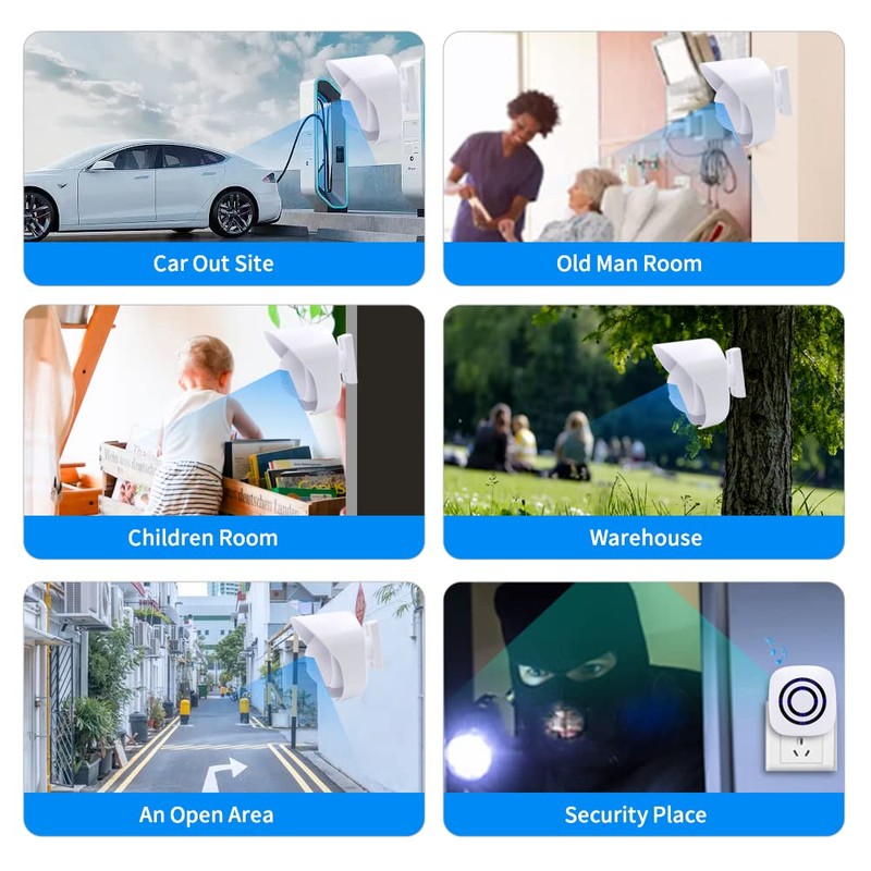 Motion Sensor Alarm System, Doorbell, 38 Ringtones, Home Security, Driveway