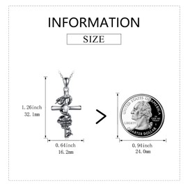 AXELUNA Snake Cross Necklace Sterling Silve Snake Necklace Faith Religious Cross Pendant Necklace Snake Cross Jewelry Gifts for Women