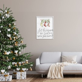 Stupell Industries Coziness of This Season Phrase Festive Holiday Stockings, Designed by Katie Doucette White Framed Wall Art, 24 x 30