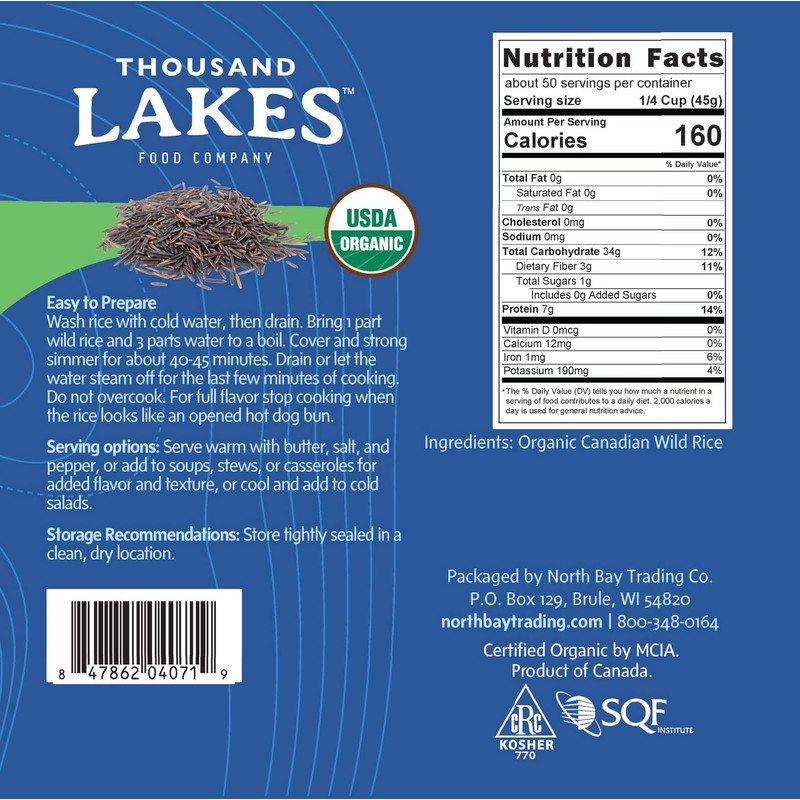 Thousand Lakes Organic Canadian Wild Rice - Soup Grade -