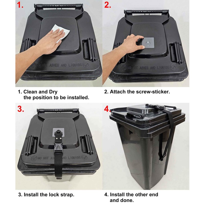 OeckuXIY 2 Pack Trash Can Lid Strap Locks, No Drill