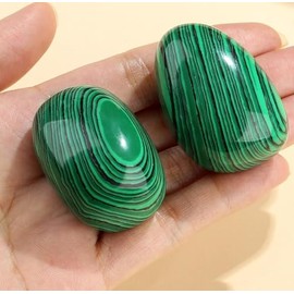 QINJIEJIE QINJIEJIE Malachit Steine natrliche Edelstein Gro? Kristalle Polierte Stein Malachit 2 Stck Kristallstein Trommelsteine Handschmeichler Sorgenstein Reiki Meditation