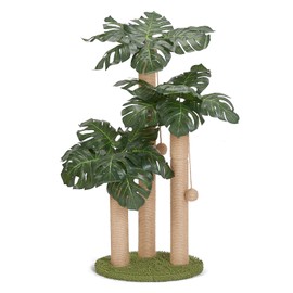 LEMONDA 31.5Inch Cat Scratching Post,Cat Scratcher Tree with 3 Scratching Poles & 2 Interactive Dangling Balls,Cats Scratching Posts for Indoor Kitten & Adult Cats