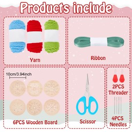 FREEBLOSS 6 Set Threading Board Kit Christmas Lacing Cards Christmas Threading Board Sewing Kit Threading Toys Threading Board for Beginner DIY Christmas Ornament Threading Board Kit
