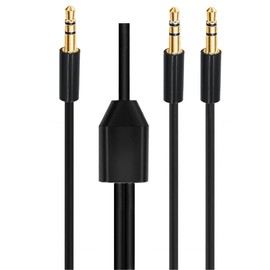 3.5mm Audio Splitter Cable, 1/8“ 1 Male to 2 Male TRS Stereo Jack Headphones Y AUX Cable, Gold-Plated Connectors, Black (3.3FT)