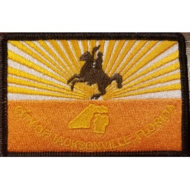 City of Jacksonville Florida Flag Iron-On Embroidered Patch Applique Tactical Morale Travel Patriotic USA Emblem Black Border