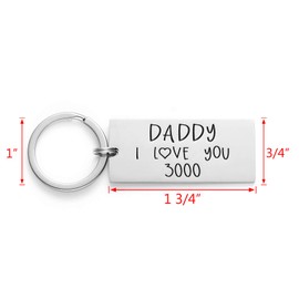 I Love You 3000 Keyring Dad Daddy Grandpa Stainless Steel Lettering Engraved Key Ring Gift for Dad