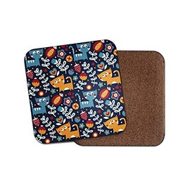 1 x Adorable Cats Coaster - Cartoon Fun Cute Kitten Cat Ginger Mum Girls #15375