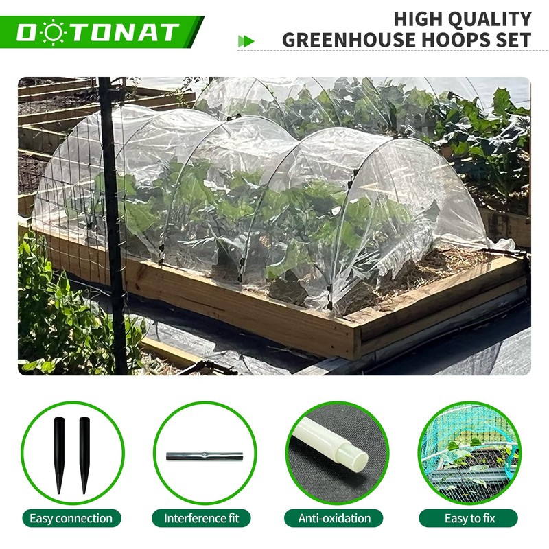 OOTONAT Garden Hoops for Raised Beds- Rust Free Fiberglass Frame
