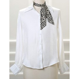 sourcing map Women's Leopard Long Skinny Scarves Headband Neckerchief Black 90 x 5 cm, black