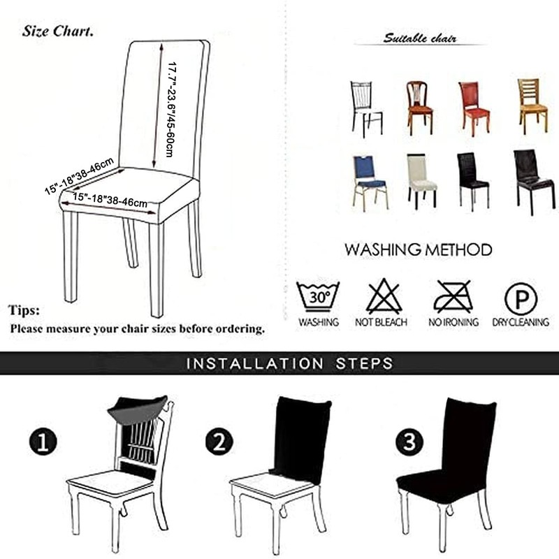 Shukii Stretch Dining Chair Covers Waterproof PU Leather Chair Slipcovers
