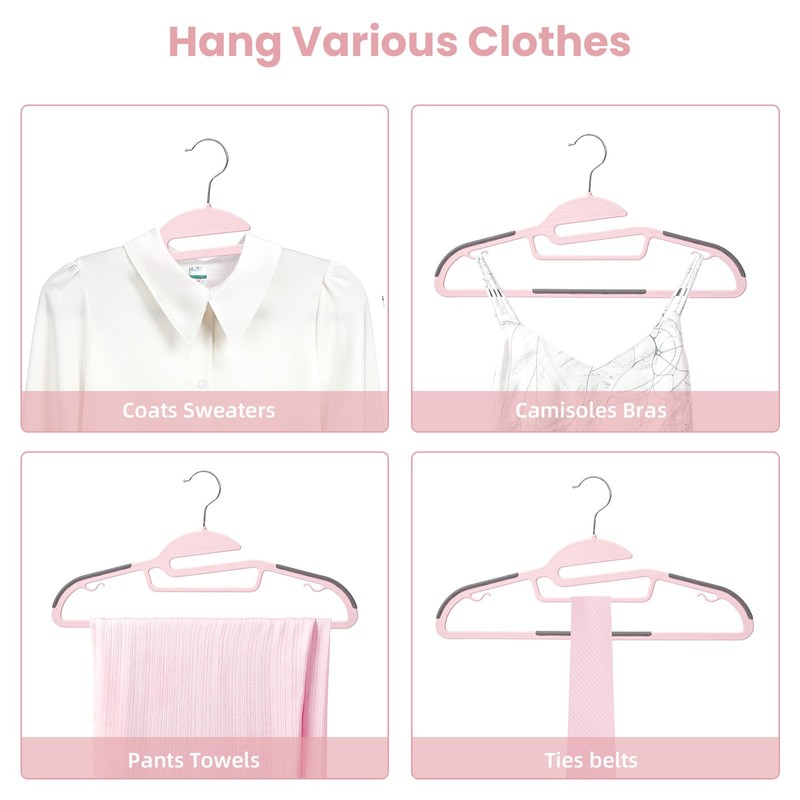BAGAIL Plastic Hangers 50 Pack with Non-Slip Design,0.2 Inches Thick,
