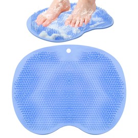 Guduling Shower Feet Scrubber Mat,Silicone Foot Scrubber Mat with Non-Slip Suction Cups,Exfoliating Bath Wash Pad,Foot and Back Scrubbers for Shower Floor,Blue