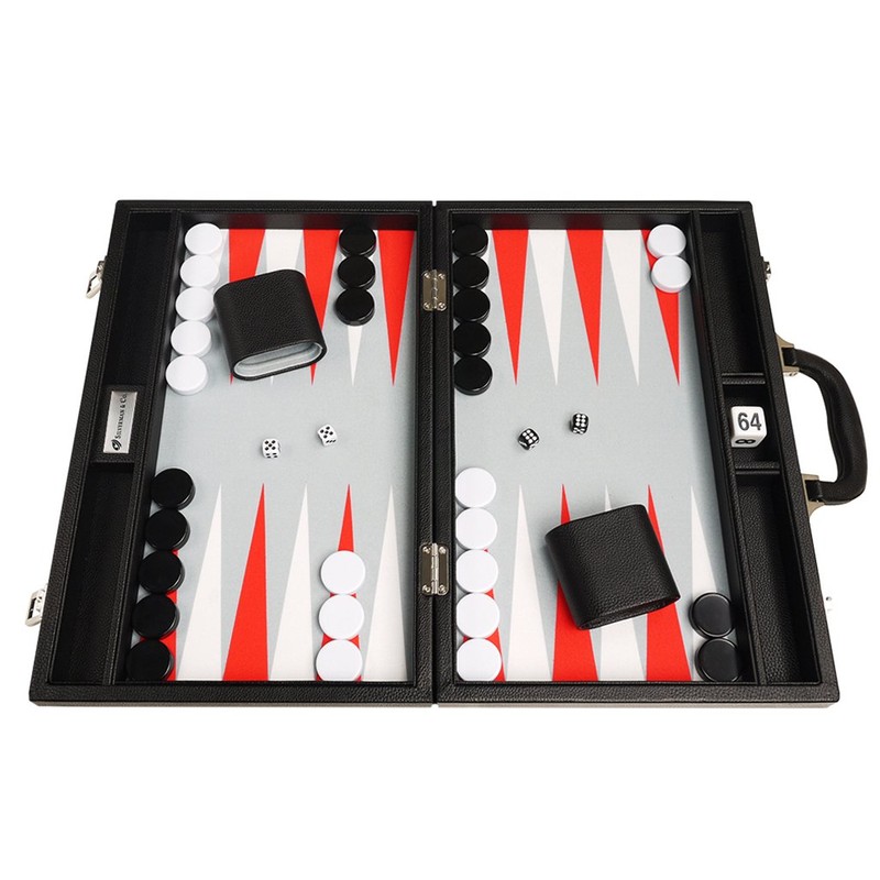 16-inch Premium Backgammon Set - Medium Size - Black Board,