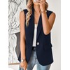 KateModa Womens Sleeveless Blazer Vest Open Front Lightweight Casual Blazer