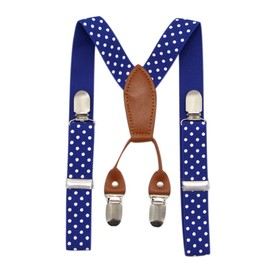 JAIFEI Juego de 4 clips de tirantes ajustables y pajarita a juego para niños pequeños, azul, (Dots-royal Blue), Talla única
