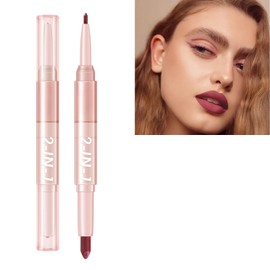 Matte Lipstick Lip Liner Pencil,Double-ended 2-in-1 Waterproof Lipstick Lip Liner,Waterproof Lipliner Pencil,Smooth and Long-Lasting Makeup Lip Pencil,Creamy Matte Velvet Lip Liner Pencil for Women