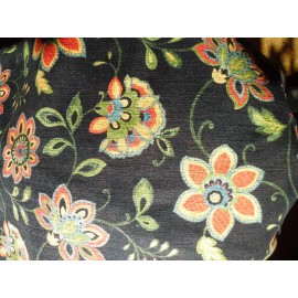 Mill Creek upholstery fabric, linen weave, Black, Floral, Primitive look, heavy
