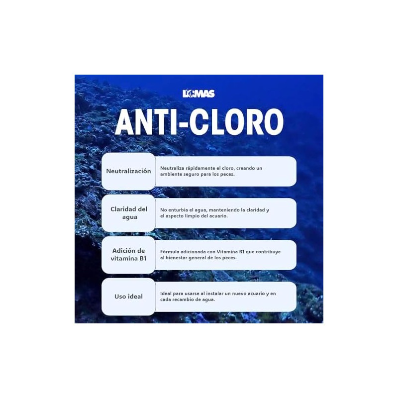 Lomas Anticloro con Vitamina B1 para Peceras y Acuarios 120