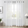 Topfinel Voile Sheer Curtains Linen Structure with Eyelets Translucent Plain