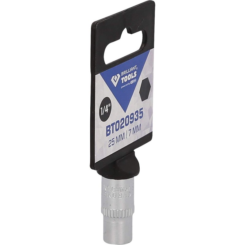 Brilliant Tools BT020935 1/4 Inch Socket Spanner, 25 mm, 7