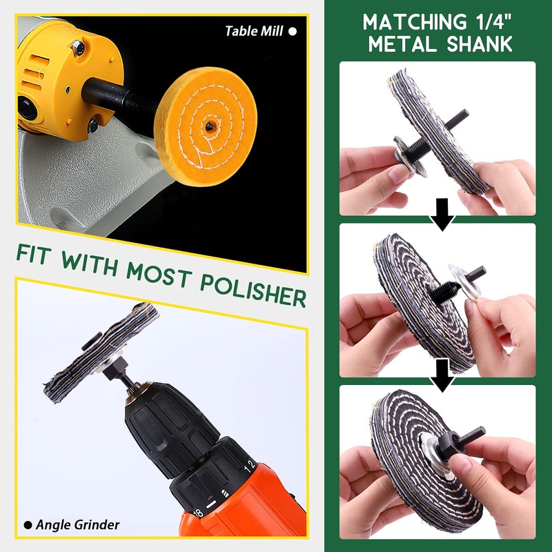 Keadic 8Pcs 4inch Buffing Polishing Wheel Kit Includes Polishing Compounds,