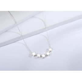 Pabenlily 50th Birthday Gifts for Women, Sterling Silver Five Star Necklace, Dainty Star Necklace, 6mm Star Beads, 1974 Birthday Jewellery Gifts for Her