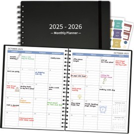 Monthly Planner 2025-2026 (7.4'' x 9.6''), 18 Months Calendar Planner from Jul 2025-Dec 2026, 2025 Agenda with Pocket, 120GSM Paper, Black