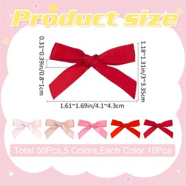 CRASPIRE 50Pcs Mini Bowknot Hair Clips Small Bow Hair Barrette Claws French Platinum Plated Alloy Alligator Hairpin Hair Clips Accessory Pink Red Mixed Color for Women Wedding Party Decoration