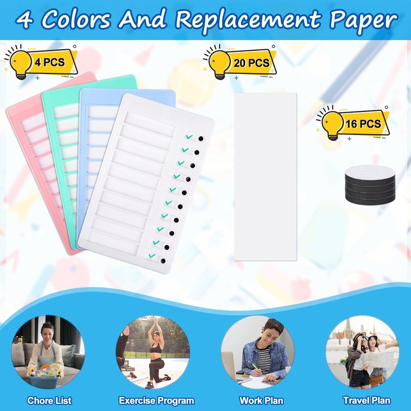 4 Pcs Blank Chore Chart Memo Checklist Boards Kids Chore