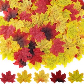 RONYOUNG 500PCS Artificial Autumn Maple Leaves Mixed Fall Colored Leaf for Weddings, Events, Art Scrapbooking and Thanksgiving Day Decorations