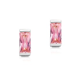 TOPGRILLZ Grillz Silver Teeth Jewelry Grills for Your Teeth Pink Green Baguette CZ Diamond Tooth Cap Grillz for Women 2pcs Silver Plated Single Grillz Rapper Costume (Pink-2PCS-Silver)