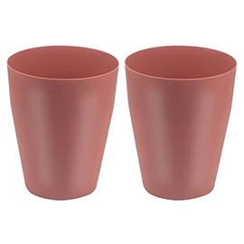 Feisco Small Trash Can,Plastic Round Bathroom Wastebasket Garbage Can for Bathroom Bedroom Kitchen Office (Brick Red, Pack of 2)
