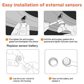 OBEST TPMS Air Pressure Sensor for Bike, Check with Smartphone, Instant Pressure and Temperature Monitoring, Easy Installation, Waterproof, Motorcycle, Two-Wheel, 0.7-7BAR
