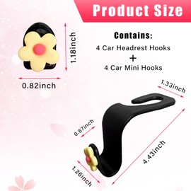 Augeny 8 PCS Car Seat Headrest Hook, Auto Seat Hook Hanger Storage Organizer, Adhesive Hooks for Purse Coat Umbrella Grocery Bag, Universal Interior Accessories for All Vehicles (Light Yellow)