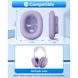 Link Dream Replacement Ear Pads for AirPods Max Ear Cushion Fabric Memory Foam Magnetic Earpads for AirPods Max (Purple)