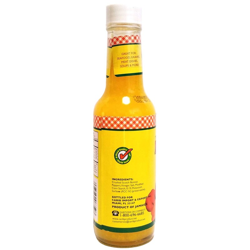 Carib Jamaican Yellow Crushed Scotch Bonnet Peppers 5 Ounce Sauce