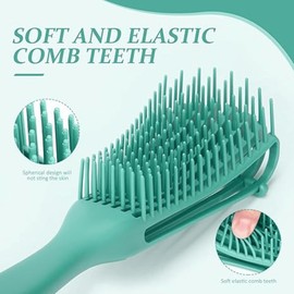 Detangling Brush for Afro America/African Hair Textured 3a to 4c Kinky Wavy/Curly/Coily/Wet/Dry/Oil/Thick/Long Hair, Knots Detangler Easy to Clean (Teal)