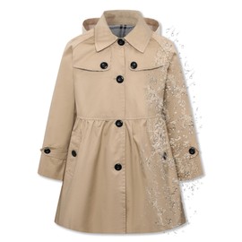 Betusline Girls Rain Jackets Lightweight Waterproof Hooded Trench Coat Windbreaker Raincoats for Girls,Waterproof-Khaki,4-5T