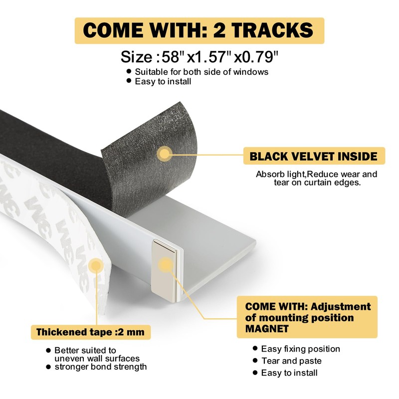 Blackout PVC Light Blocking Strips for Window Shades and Blinds