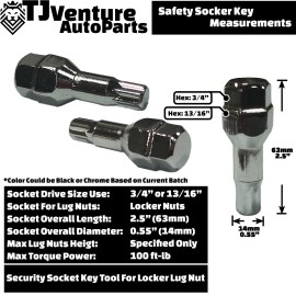 TJ 20Pcs Chrome M12x1.5 8 Point Star Tuner Lug Nuts+Key Fit Oldsmobile Jeep Models