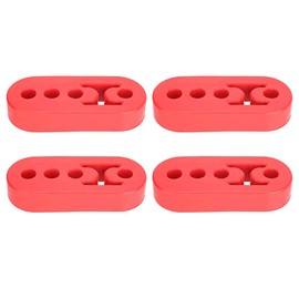 Silencer Hanger, Tailpipe Hanger, 4 Pieces, Universal Exhaust Pipe Hanger, 4 Holes, 12mm Polyurethane, Adjustable Muffler Exhaust Hanger, Red