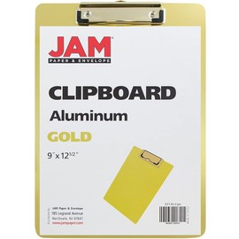 JAM PAPER Aluminum Clipboards with Low Profile Metal Clip - Letter Size - 228.6 x 317.5 mm (9" x 12.5") - Gold - Sold Individually