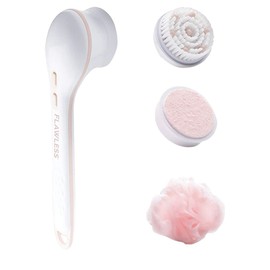 Finishing Touch Flawless Cleanse Spa - 3 Multi Purpose Cleansing Heads - Deeply Cleanses & Exfoliates - Water Resistant - Extra Long Handle - Stainless Steel Shower Hook - Ultimate Spa Experience