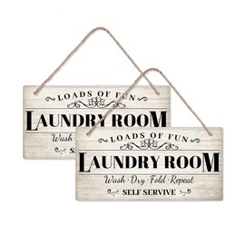 SUPERDANT Laundry Room Wooden Sign For Front Door Natural Retro Wooden Door Sign With Jute String Wall Decorations For Home Laundry Room Decorations
