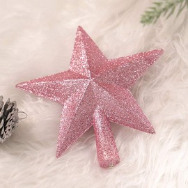VALICLUD Christmas Tree Sparkle Star Christmas Tree Topper Glittered Pink Star Pink Christmas Decorations Xmas Tree Decoration