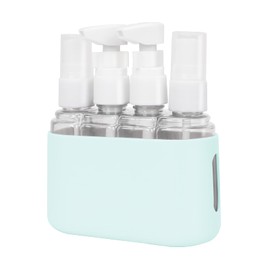 Songaa 4 in 1 Travel Containers - Leak Proof Refillable Plastic Bottles for Toiletries, Shampoo & Conditioner - Blue